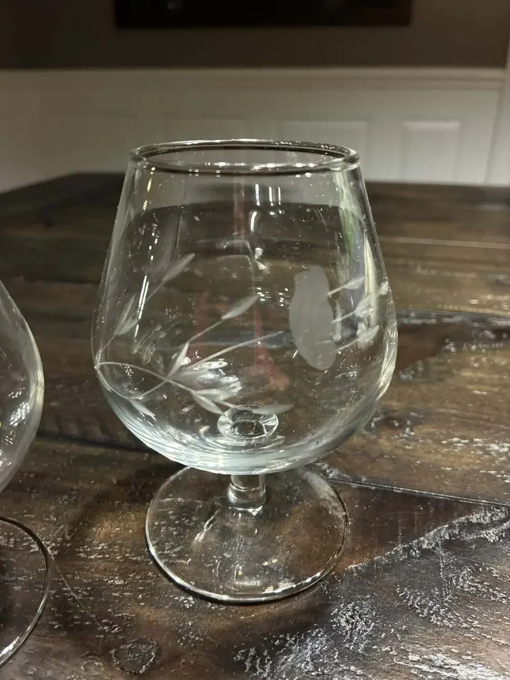 Princess House Heritage Etched Crystal Brandy Snifter Glasses, Set of 2